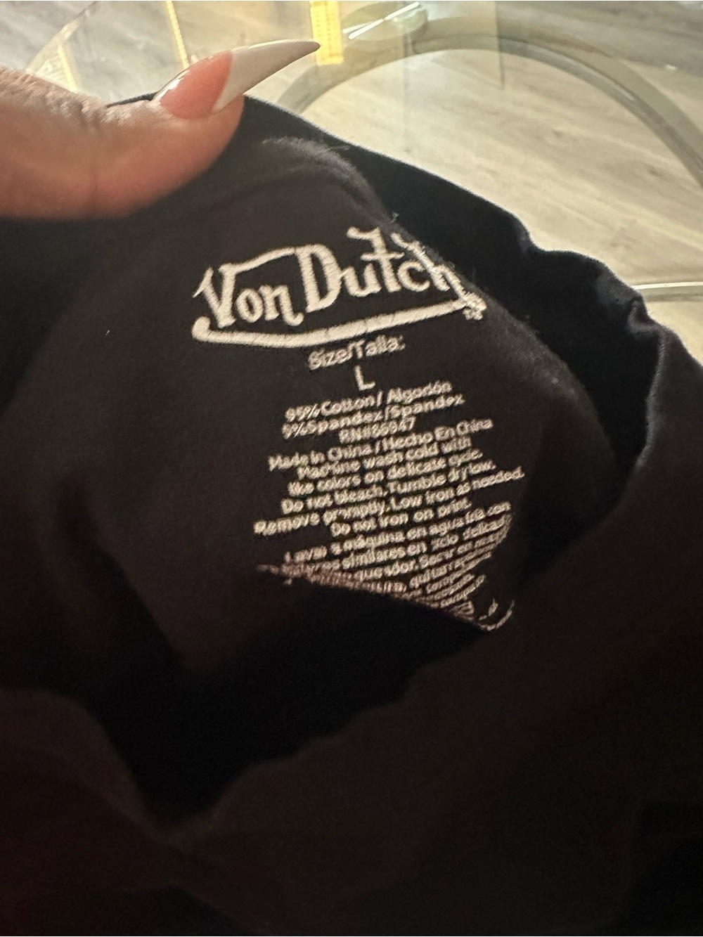 Von Dutch Black Tee with White Logo Print - Picture 2 of 2